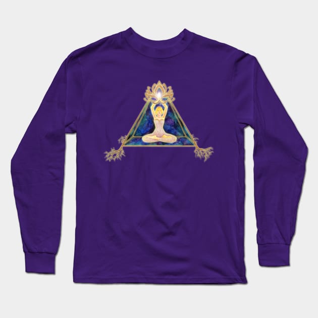 Cosmic Pyramid Root of Lotus Long Sleeve T-Shirt by MandalaSoul